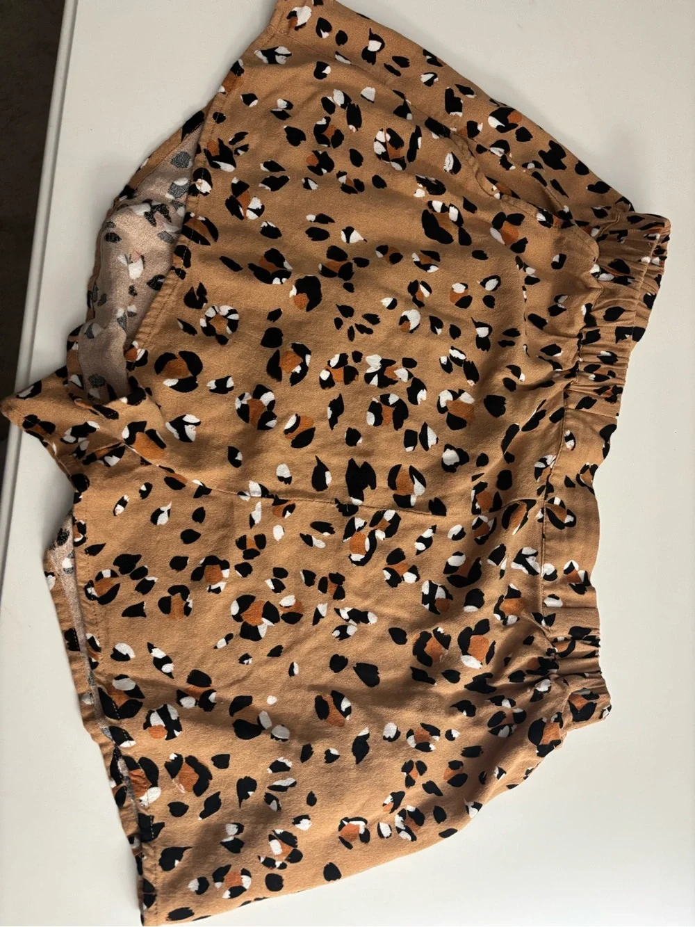 saltwater LUXE Tan Leopard Print Satin Sleep Shorts - Picture 2 of 2